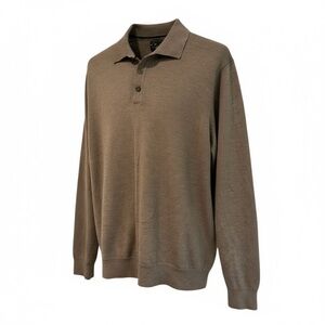 Club Room Italian-Spun Yarn Men’s Long Sleeve Polo Sweater | Beige Knit Size L